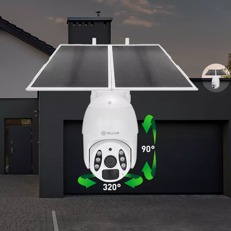 Câmara de vigilância Tellur Smart WiFi Solar Camera P&T 3MP 2K UltraHD