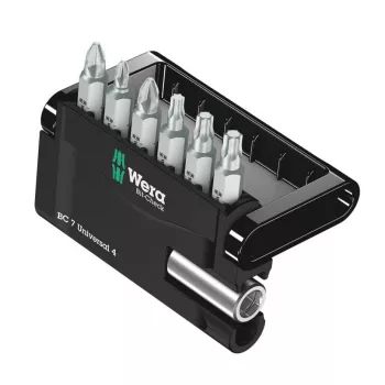 Wera Conjunto de pontas 7 peças Bit-Check 7 Universal 4 05135810001 Phillips Phillips, Phillips Pozidriv, Torx interior (05135810001)