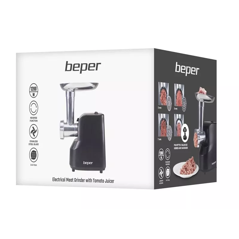Beper P102ROB200 picadora de carne elétrica com espremedor de tomate, 1200 W, preta