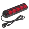 Extensão elétrica MACLEAN MCE204 cabo de 1,5 m, 5 tomadas AC, interior, preto/vermelho