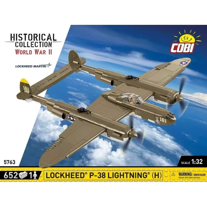 Blocos de construção Cobi Lockheed P-38H Lightning Set 5763 — maquete à escala, modelo de avião colecionável