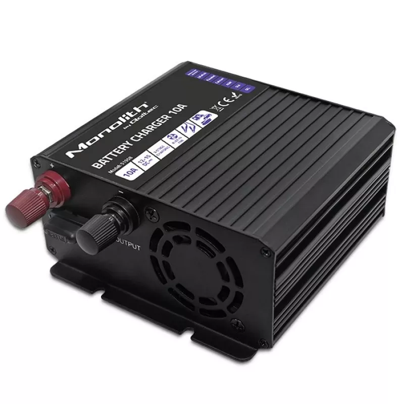 Carregador de baterias Qoltec Smart Monolith para baterias LiFePO4 AGM GEL SLA | 10A | 12V