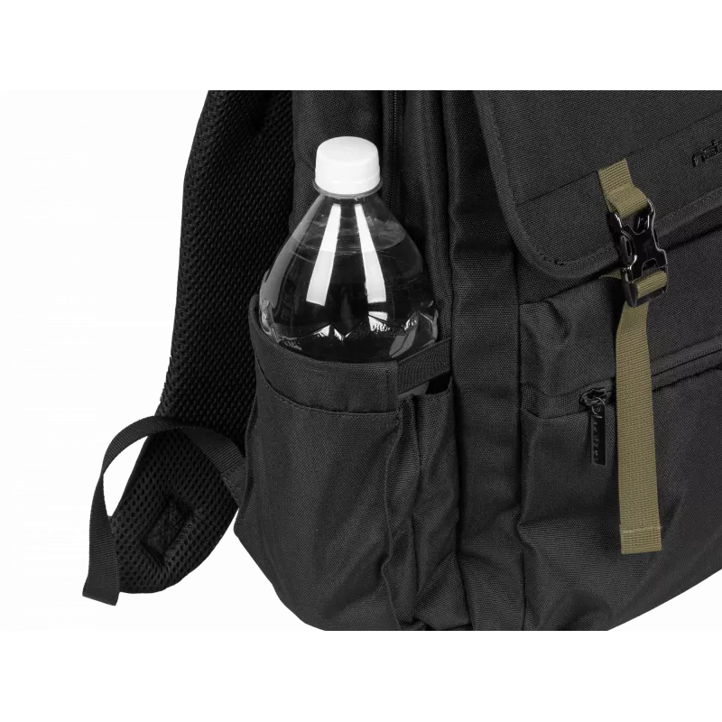 NATEC Niala NTO-2239 mochila para portátil de 39,6 cm (15,6 polegadas), 18 L, resistente a salpicos, poliéster reciclado, preto/verde escuro