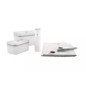 Caixa de vácuo ZWILLING 36807-007-0, recipiente retangular de plástico para alimentos, 1,1 l e 2,3 l, tampa com fecho hermético, removível, branco translúcido