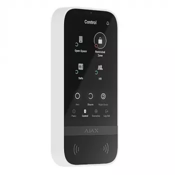 Painel de controlo Ajax KeyPad TouchScreen RF branco a pilhas
