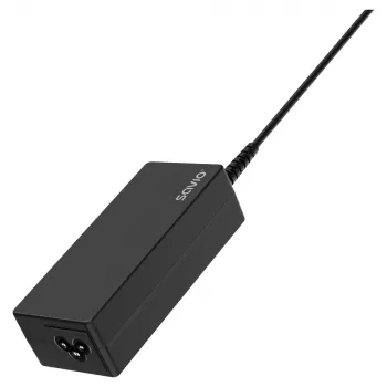 Carregador de CA para interiores SAVIO ZA-01, 65W USB-C PD 3.0, entrada 100–240V, conector único, preto