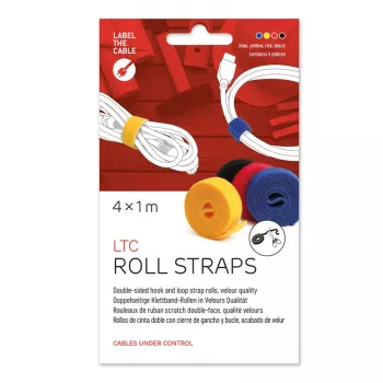 LABEL THE CABLE rolo de fita adesiva de velcro de dupla face 4x 1m - cores variadas