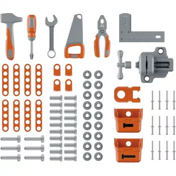 Bancada de ferramentas de brincar SMOBY Black & Decker modelo 2025 com ferramentas e acessórios