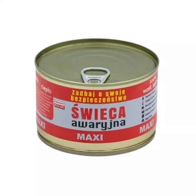 Vela de emergência FULER HASKE Pro MAXI 410 g – cera de soja natural, 72 h de duração, 99 mm × 65 mm, lata de aço