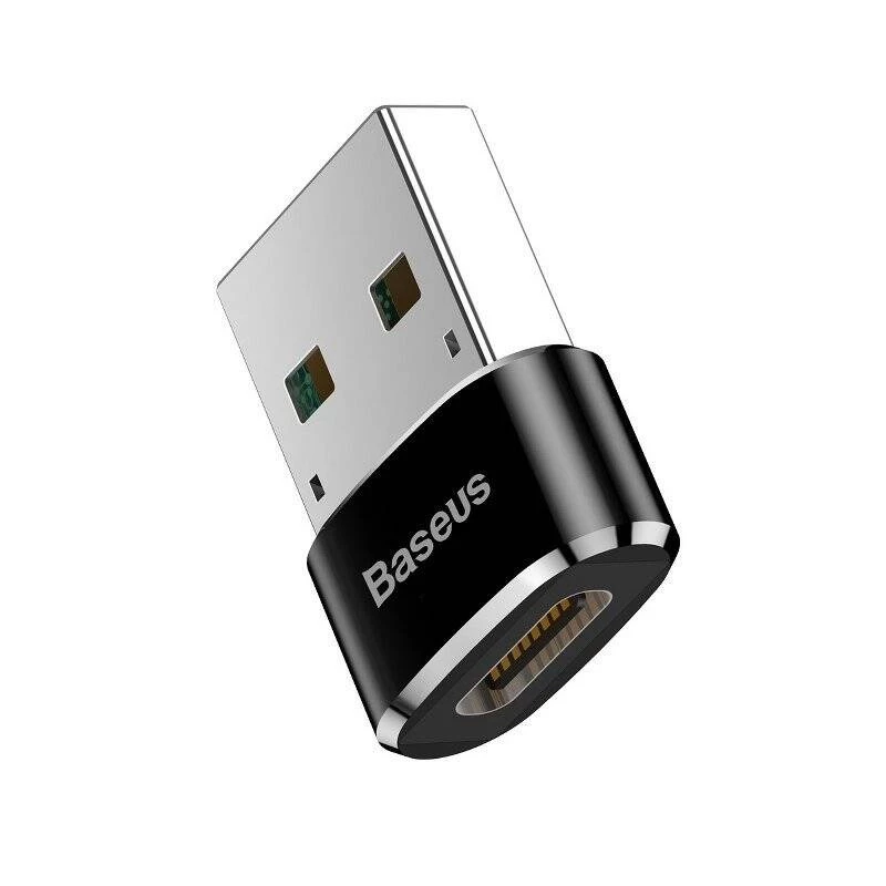Adaptador conversor Baseus ficha USB para conector fêmea USB-C preto