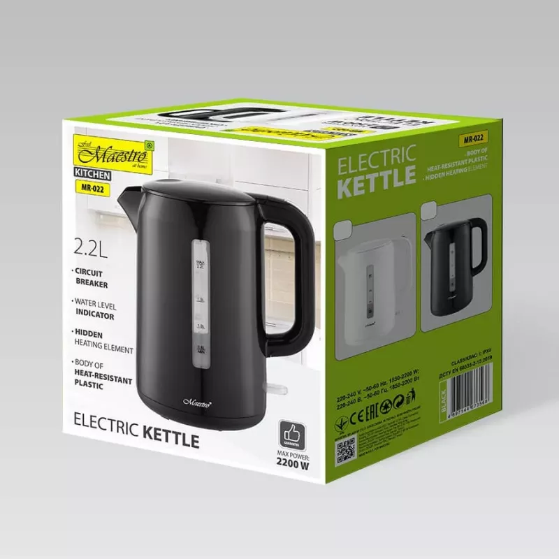 Chaleira elétrica Maestro MR-022 2,2 L 2200 W (MR-022-BLACK) preto