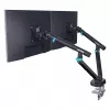 Suporte de monitor DIGITUS Dual-Design para 2 × ecrãs de 35 polegadas, grampo, 2 × 10 kg, VESA 75×75–100×100, inclinação -45–90°