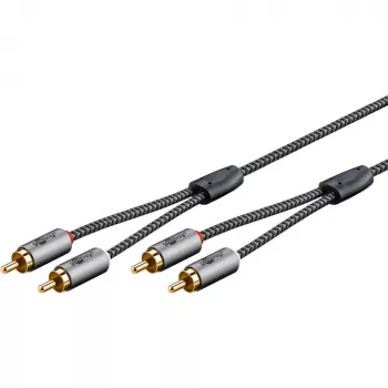 Goobay 65295. Ligação 1: 2 x RCA, conector 1 sexo: macho, ligação 2: 2 x RCA, conector 2 sexo: macho, material do cabo: