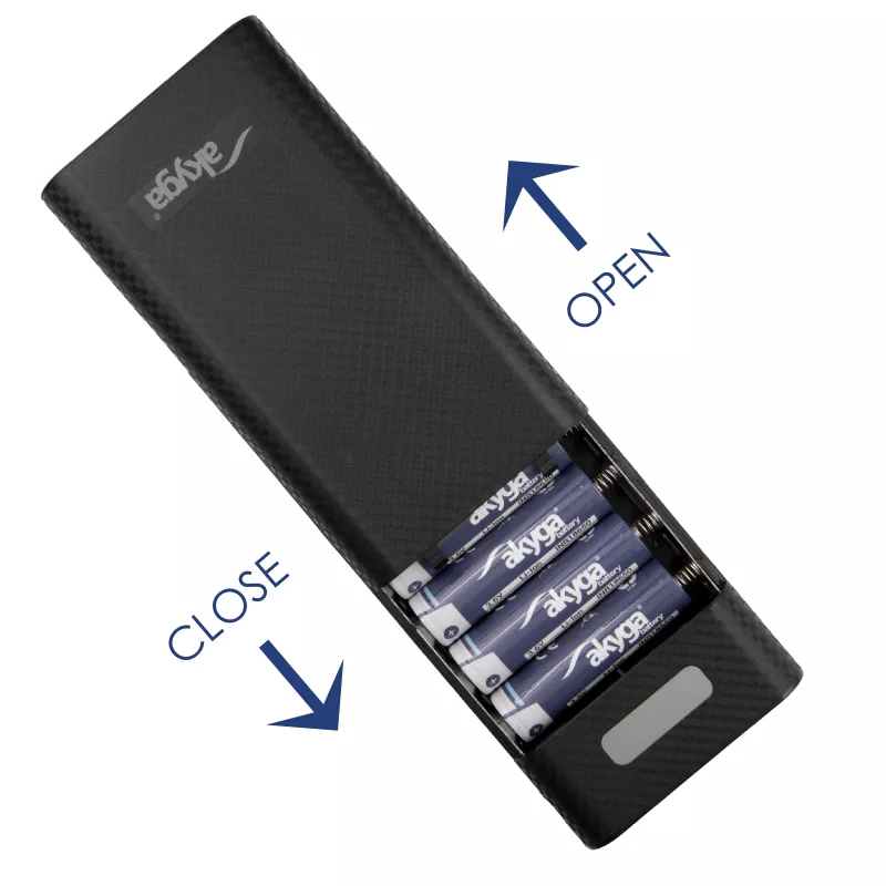 Akyga AK-BC-04 Caixa para power bank 20000 mAh, 8x 18650, 18W PD QC4+, USB-C, 2x USB-A, Lightning