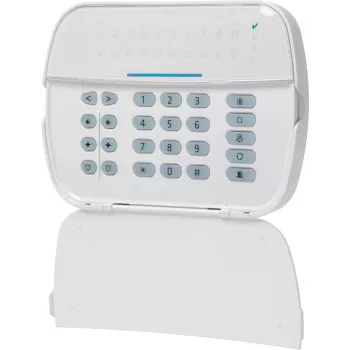 Teclado LED com fios DSC 45008 para centrais de segurança – 16 zonas, teclas de função F1–F5