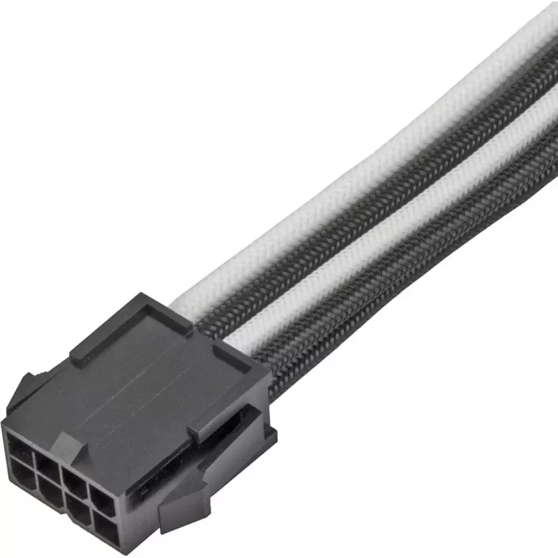 SilverStone PP07E - Cabo de extensão de alimentação - 8 pinos EPS12V (4+4) (M) para 8 pinos EPS12V (F) - 30 cm - Preto, branco (SST-PP07E-EP