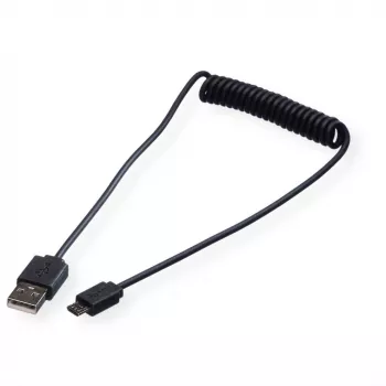 ROLINE cabo espiral USB 2.0 - A - Micro B - ST/ST 1,0 m - blindado - USB 2.0 Type Micro B - 1 mm - cabo espiral (11.02.8317)