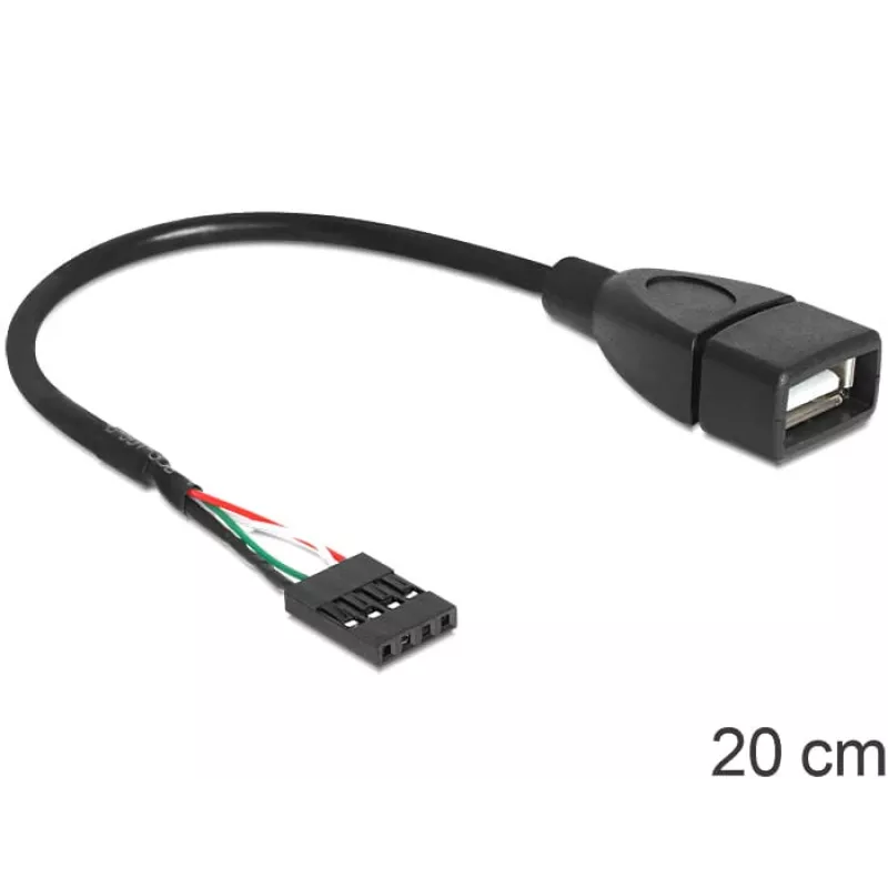 Cabo Delock conector fêmea de pinos USB > conector fêmea USB 2.0 Type-A 20 cm (83291)