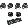 Conjunto de luzes de chão LED EUROLITE SLS-7 HCL 4x + LED FE-700 2x com controlador DMX Color Chief