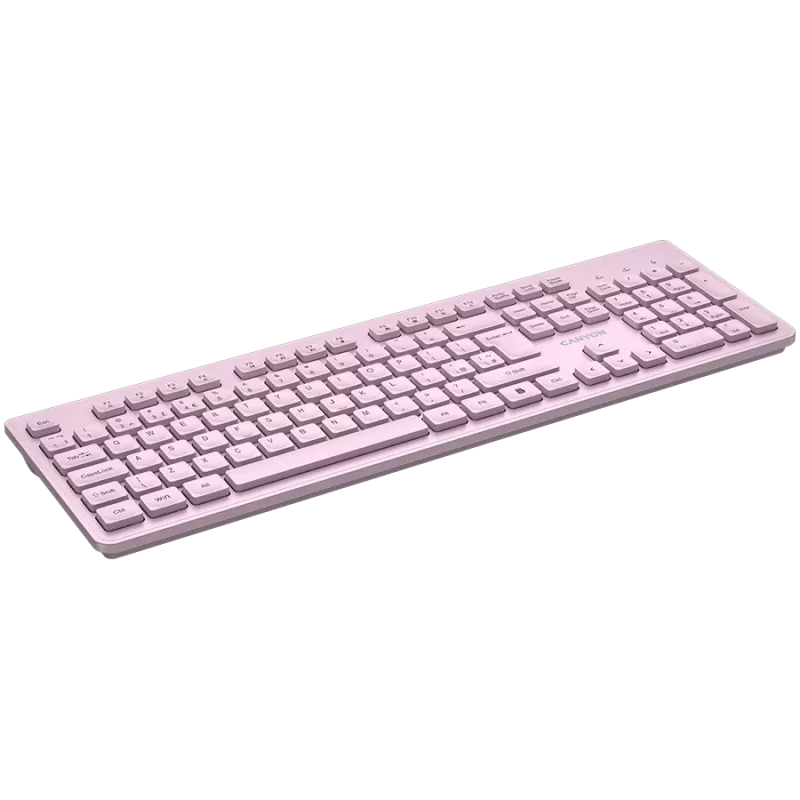 Teclado sem fios CANYON HKB-W01 — layout compacto rosa, teclas UK/US