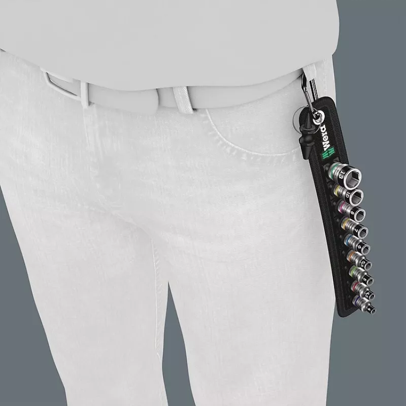 Belt A1 Zyklop Conjunto de chaves de caixa, 1/4 (preto, 10 peças, com função de retenção)