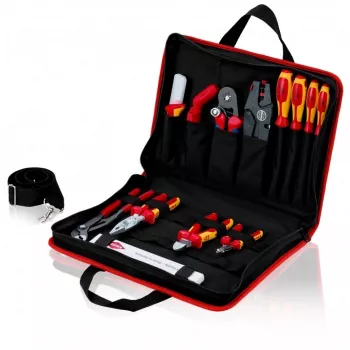 Bolsa de ferramentas Knipex compacta Electric - preto - vermelho - poliéster - 8 bolsas - 410 mm - 290 mm - 60 mm (00 21 11)