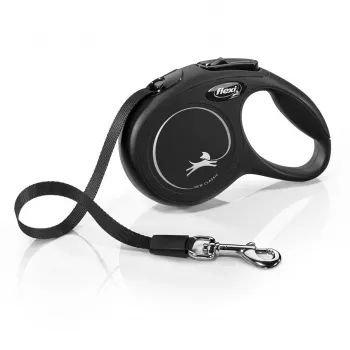 Trella Flexi New Classic Cat XS 3 m — trela de corda para animais pequenos, preta, carga máx. 8 kg