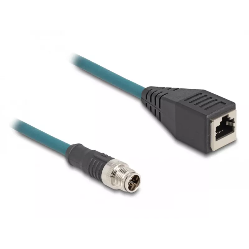 Cabo adaptador M12 DeLOCK codificação X 8 pinos macho para conector RJ45 fêmea 50 cm