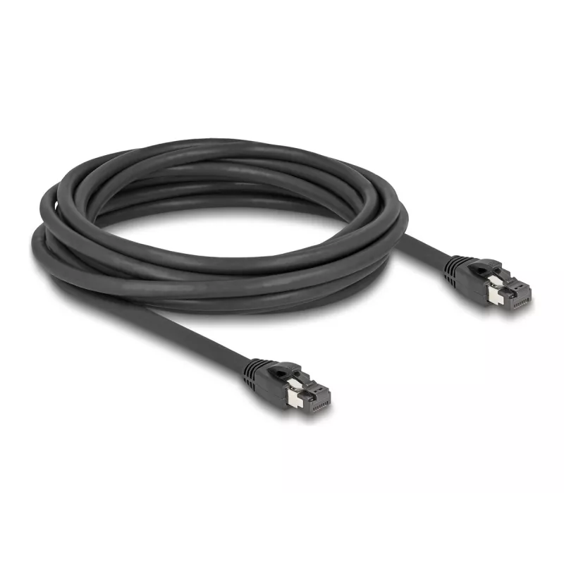 Delock - Cabo de rede - RJ-45 (M) para RJ-45 (M) - 5,0 m - 7,5 mm - S/FTP - CAT 8.1 - sem halogéneos, proteção do encaixe, até 40 Gbit/s de taxa de transferência de dados - preto (80236)