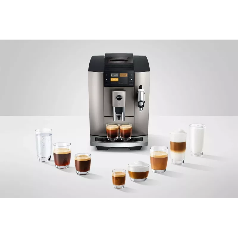 Máquina de café expresso JURA E8 automática 1,9 l prateado – 15 bar, ecrã de 3,5 polegadas, moinho, espumador de leite