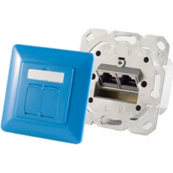 Módulo de tomada 2 x RJ-45 ShiverPeaks 74280-B — Cat6a, 500 MHz, azul, caixa metálica