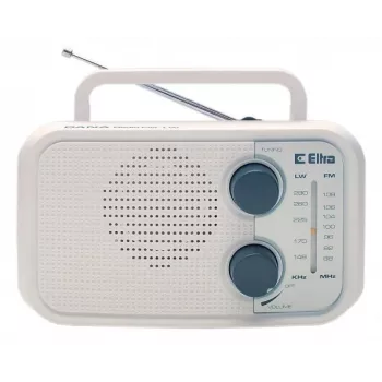 Rádio Eltra DANA branco – rádio analógico portátil, design de mesa compacto
