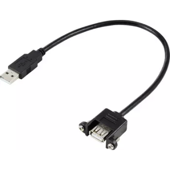 Renkforce Cabo USB USB 2.0 ficha USB-A, conector fêmea USB-A 0,25 m preto para instalação, aparafusável RF-5720402 (RF-5720402)