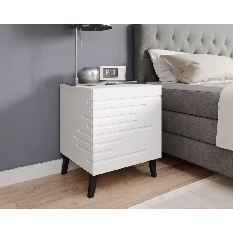 Mesa de cabeceira cama meble NOVA com 1 gaveta 44×40×52 cm, branco mate