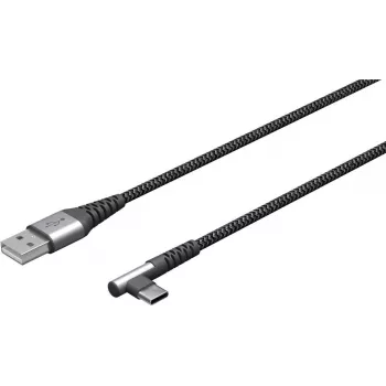 Cabo têxtil USB-C para USB-A com fichas metálicas (cinzento sideral/prateado), 2 m