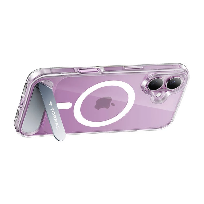 Capa Torras Pstand Series para iPhone 16 Plus — capa protetora transparente com suporte integrado