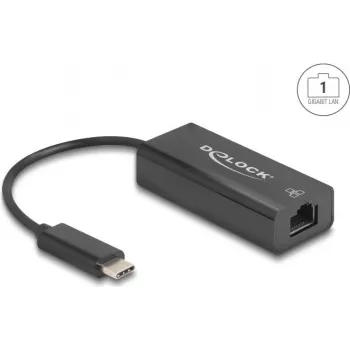 Adaptador de rede DELOCK 64306 USB Type-C para Ethernet 100 Mbit/s, com fios, preto