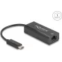Adaptador de rede DELOCK 64306 USB Type-C para Ethernet 100 Mbit/s, com fios, preto