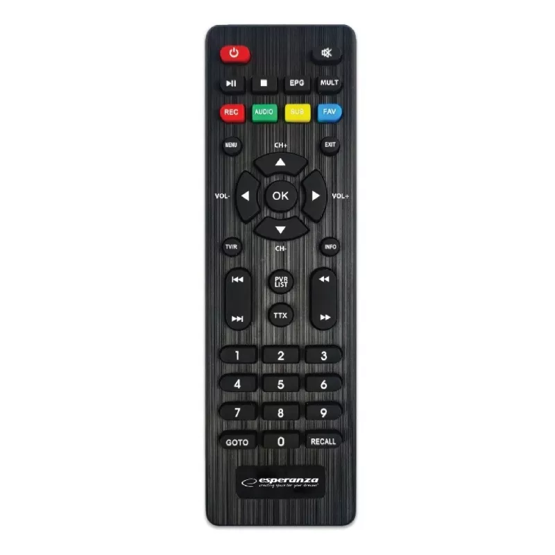Set-Top-Box ESPERANZA EV106R Sintonizador de cabo DVB-T2 / DVB-C HEVC H.265, HDMI, USB, PVR, Dolby Digital, 174–790 MHz, preto