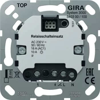Mecanismo de relé Gira System 3000 540300 — mecanismo de comutação para iluminação e cargas