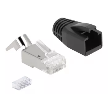 DeLOCK 66903 conector de cabo RJ-45 preto metálico macho 25 unid.