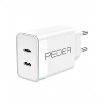 Carregador PEDEA carregador rápido Dual PD 40W USB Type-C/C branco – saída PD dupla, 40 W total, USB-C para USB-C