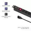 Qoltec 53998 Régua de tomadas para RACK 19 | 1U | 10A | PDU | 8xIEC C13 | 2m