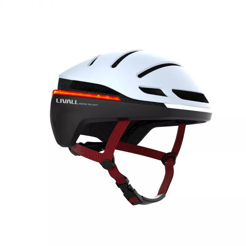 Capacete aberto Livall EVO21 branco construção de casco híbrido