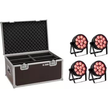 EUROLITE 4C-12 Silent projetor LED fino 4x com mala de transporte
