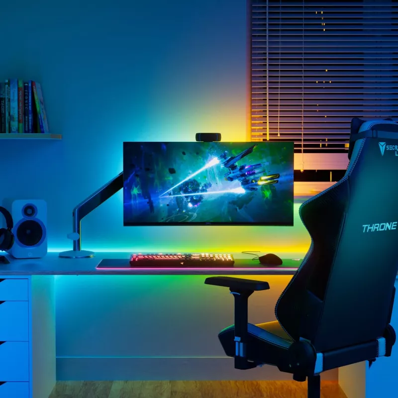Nanoleaf Essentials NF085K02-5ALS Matter fita de luz HD inteligente multicolor, kit inicial, 5 m, 300 LED, mais de 16 milhões de cores, 550 lm, 18 W, 2700-6500 K, Wi-Fi/Bluetooth