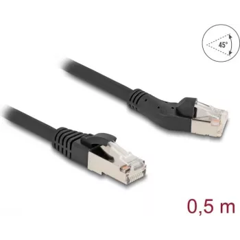 Cabo de rede DeLOCK RJ45 Cat.8.1 macho 45° esquerda 0,5 m preto