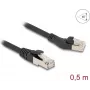 Cabo de rede DeLOCK RJ45 Cat.8.1 macho 45° esquerda 0,5 m preto