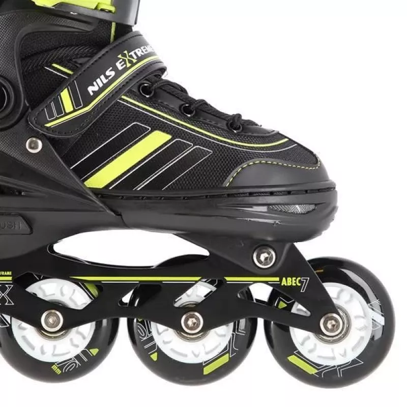 Patins em linha 2IN1 Nils Extreme NH18191 preto/LIME TAMANHO L (39-43) com patins de hóquei substituíveis