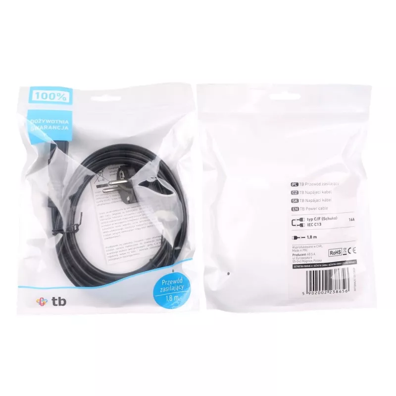 Cabo de alimentação 1,8 m IEC C13 VDE